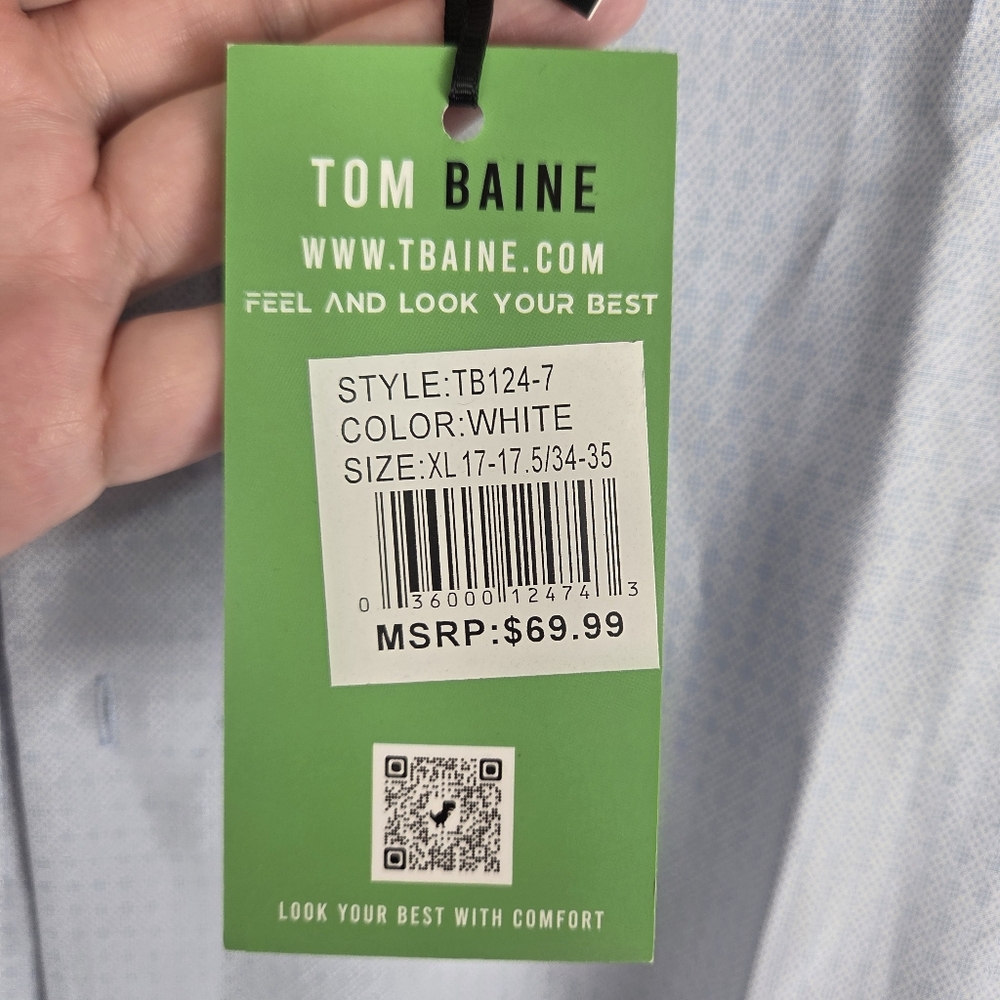 Tom Baine Pergormance Light Blue Men's Shirt XL - Picture 4 of 8